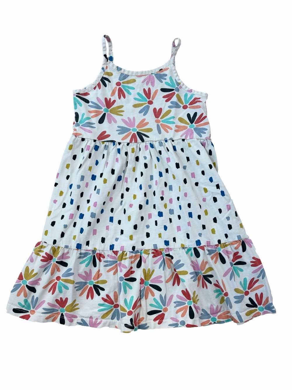 Hanna Andersson Size 120, 6-7, Mix It Up Midi Dress in Rainbow Aster Floral